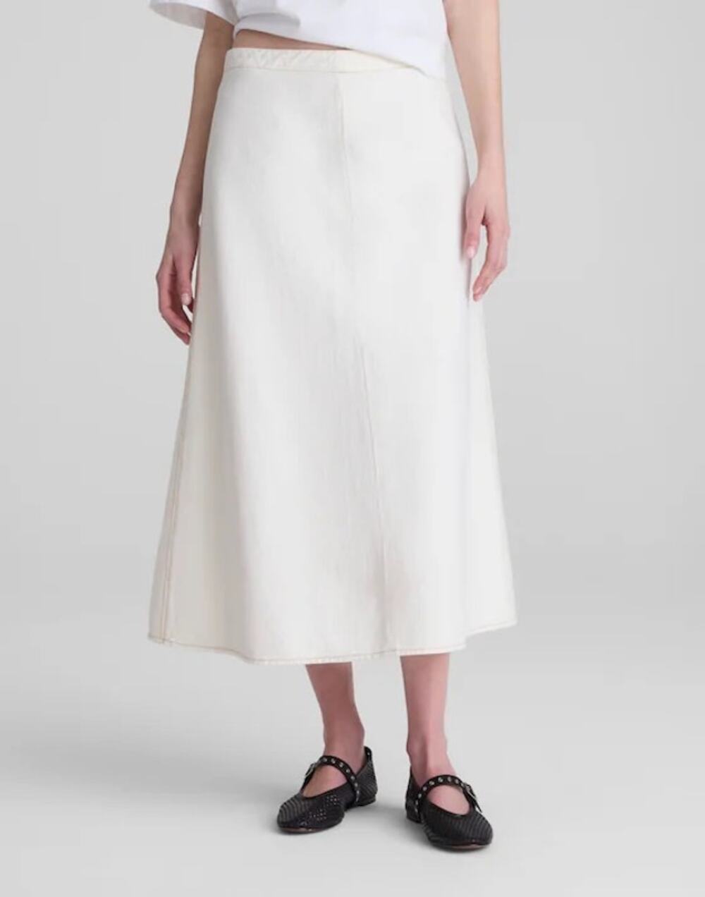 NWT Madewell Airy Denim 100% Cotton Slip Midi Skirt Vintage Canvas Size 25